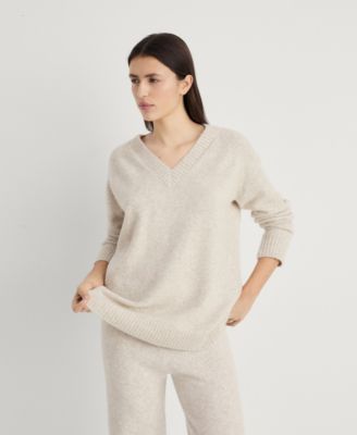 MANGO - Women's V-Neck Plain Knit Sweater