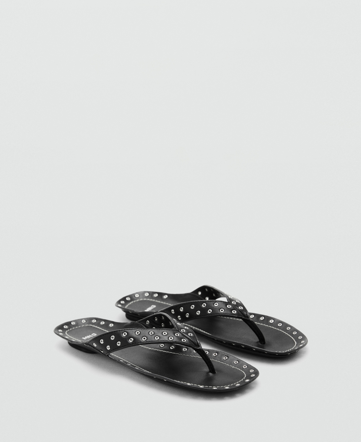Women's Die-Cut Leather Sandals - Black
