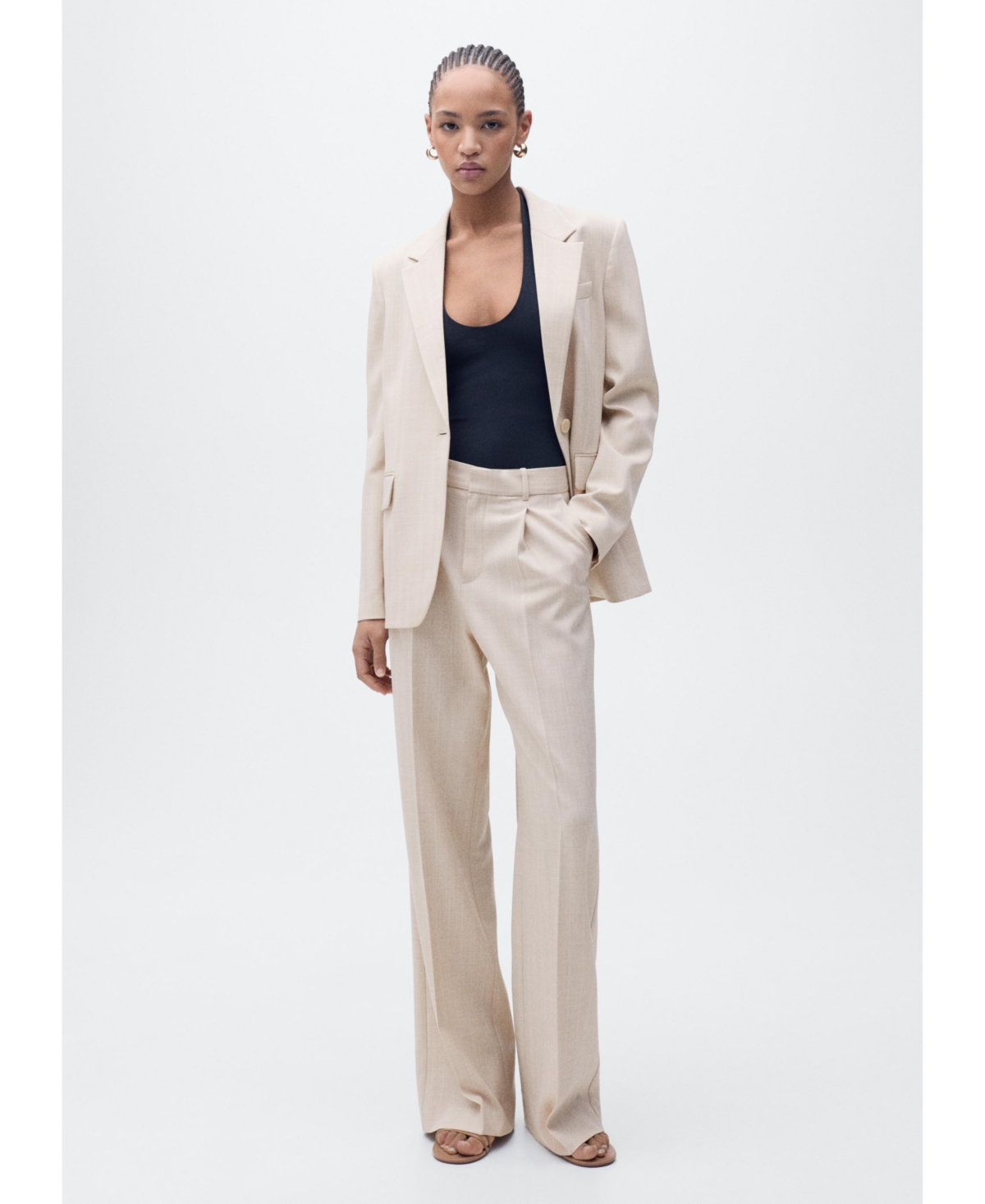 Women's Straight-Fit Suit Pants - Nude