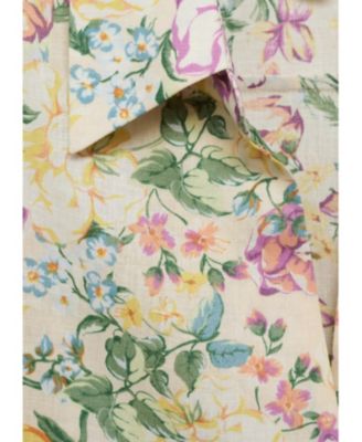 Women's Knotted Floral Linen Shirt