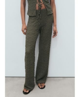 MANGO - Women's Straight Textured Pants