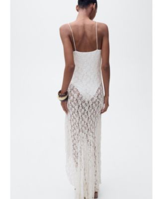 zara white lace mini dress Zara White Crochet Lace Mini Dress main image 0
