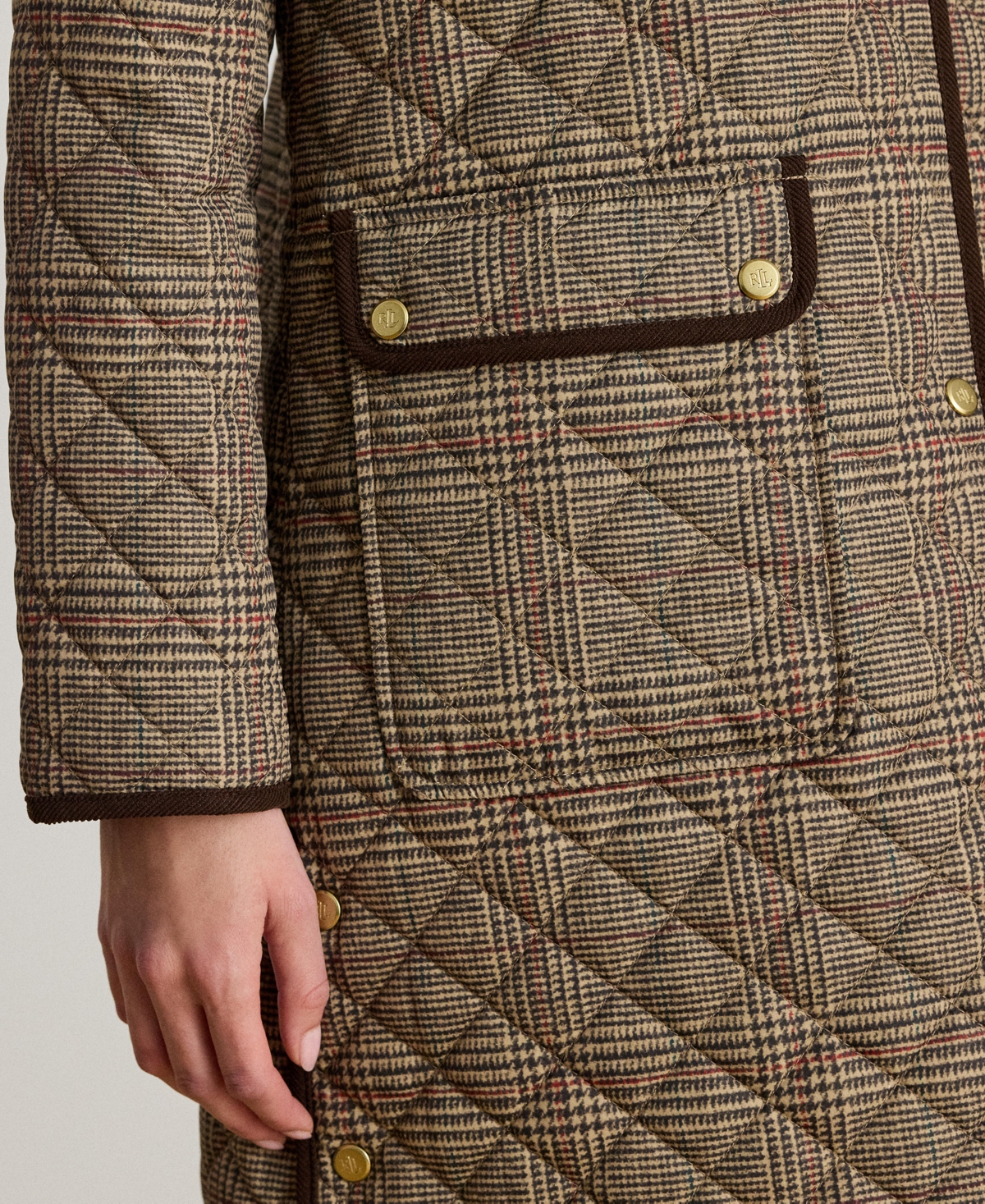 Ralph Lauren Petite Quilted Coat In Brown