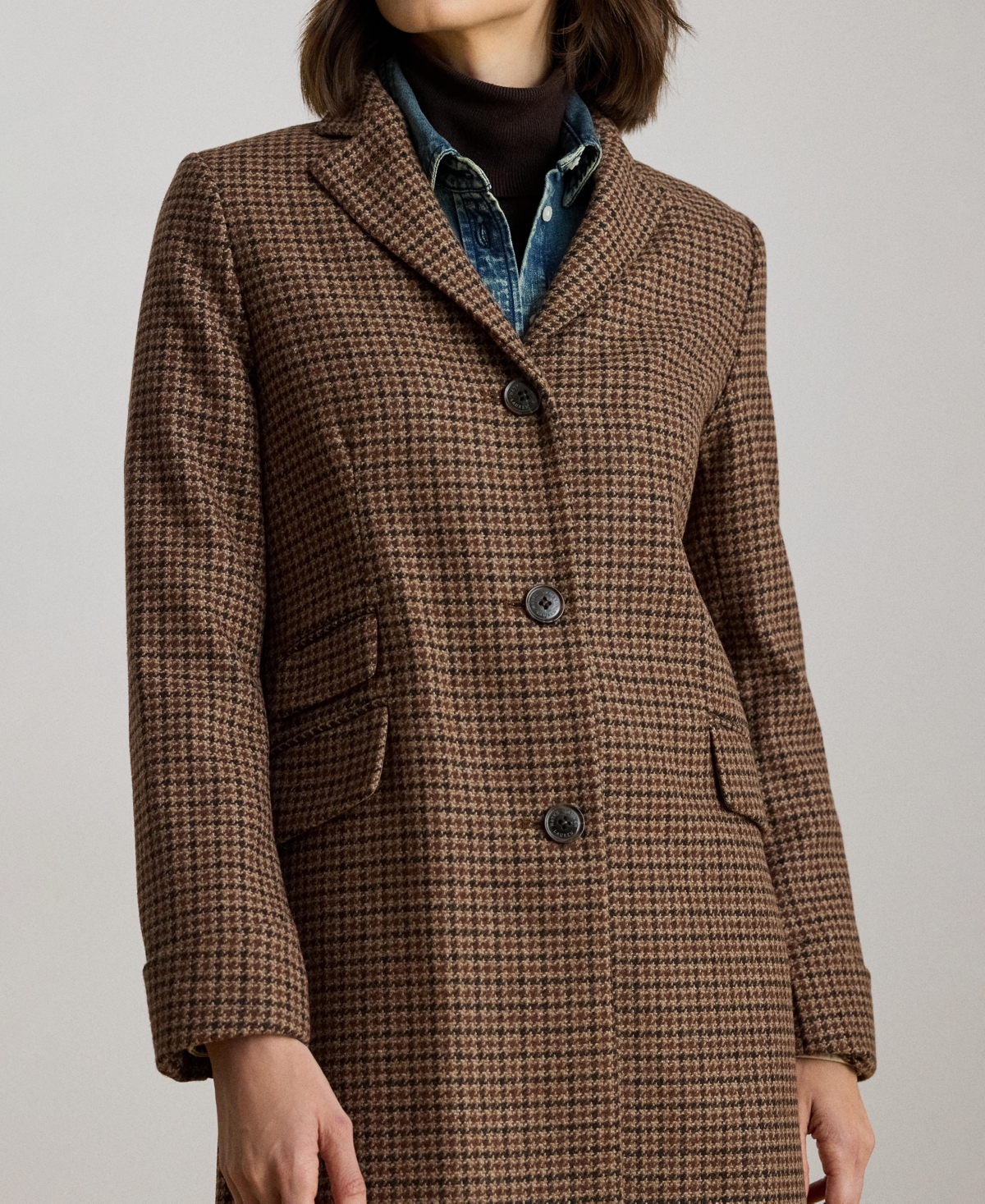 Ralph Lauren Petite Notched-collar Walker Coat In Brown