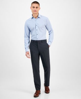 Men's Slim-Fit Long Sleeve Geo Pattern Button-Front Performance Dress Shirt, Exclusively at Macy's