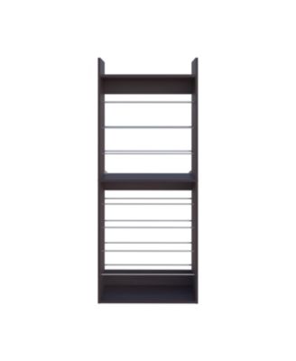 Oak Springs Tall Open Shoe Rack with Metal Rails and Multi-Tier Shelves, Wengue