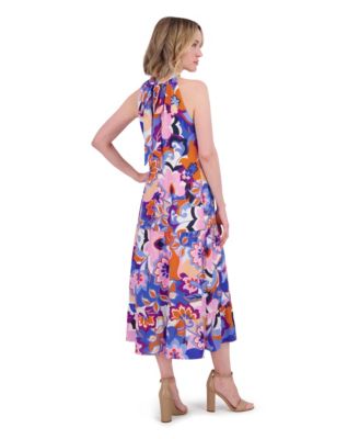 Women's Printed Halter Midi Dress