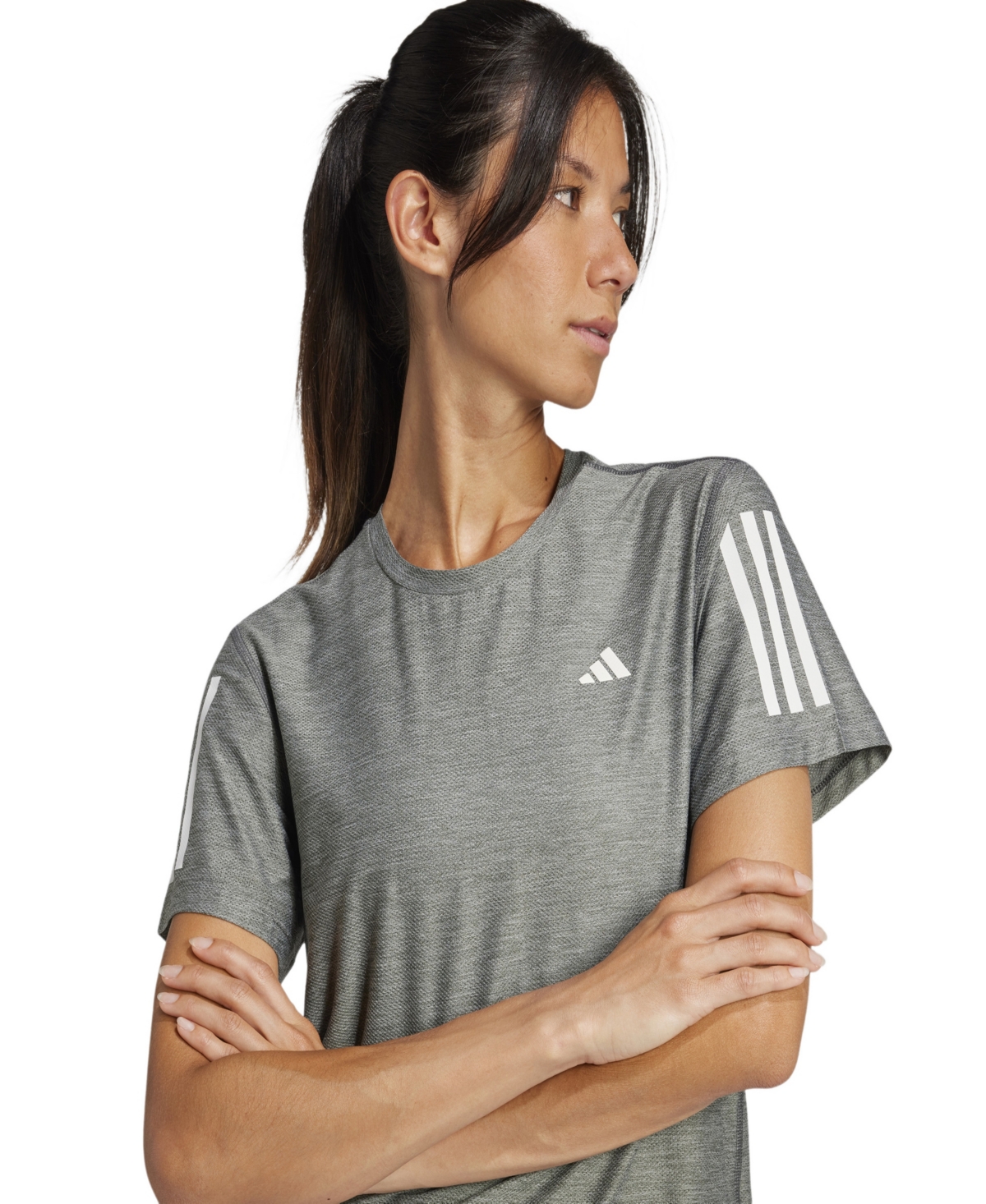 Adidas Originals Women's Own The Run Short-sleeve Running Tee In Gray