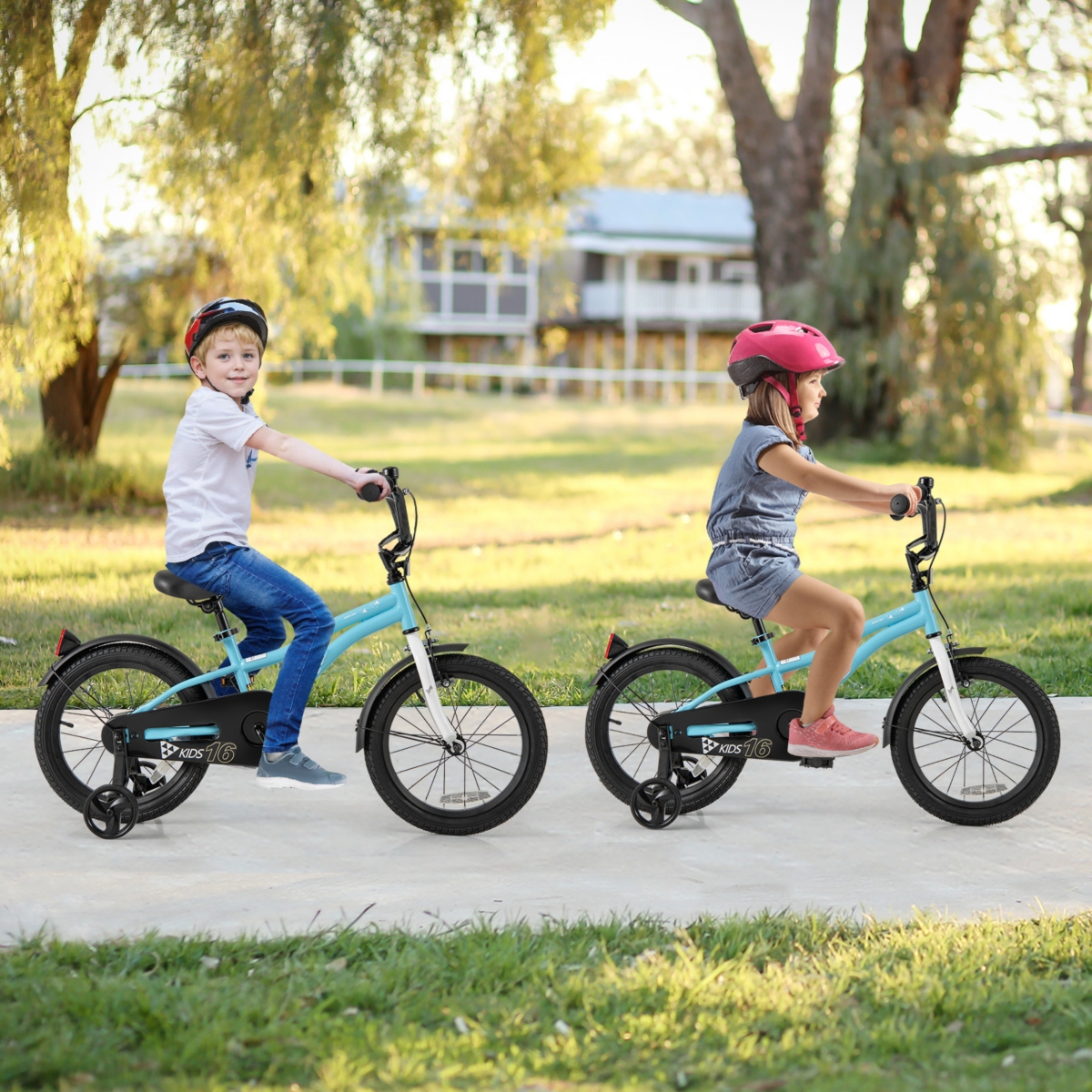 Kids Bike with Training Wheels for Older Children Adjustable Seat and Handlebar