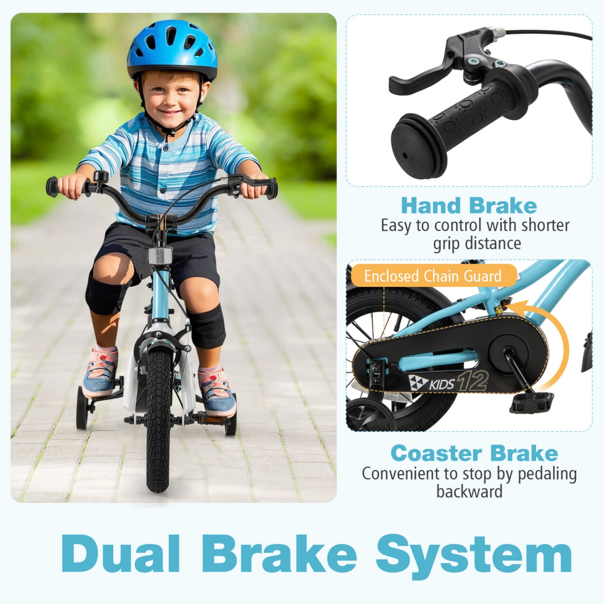 Kids Bike with Training Wheels for Older Children Adjustable Seat and Handlebar