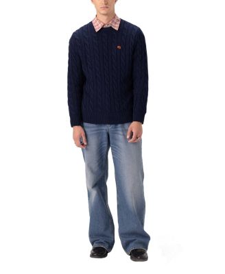 Men's Crew Neck Cable Knit Sweater