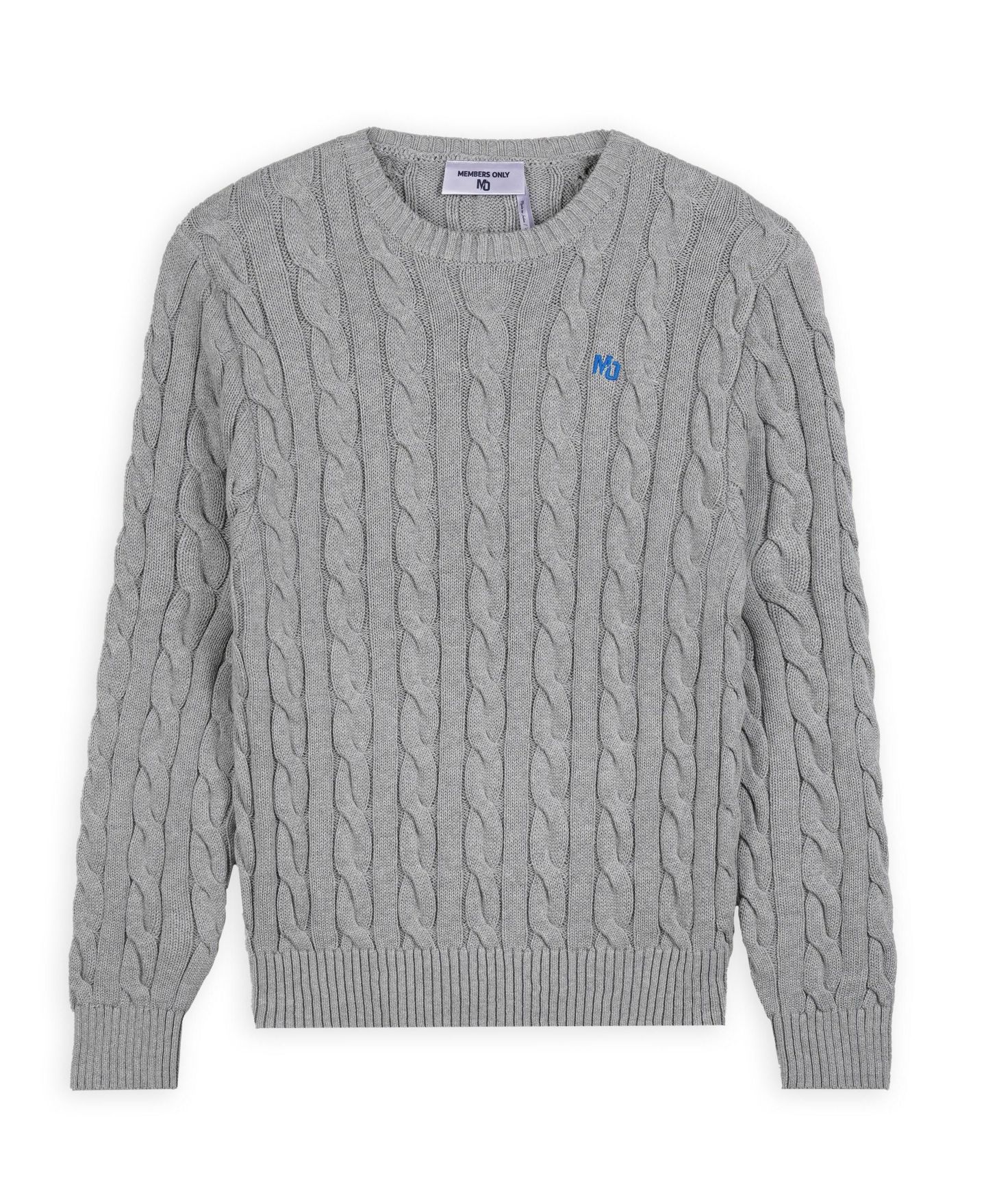Мужской свитер Members Only Crew Neck Cable Knit, цвет: Серый — фото 6