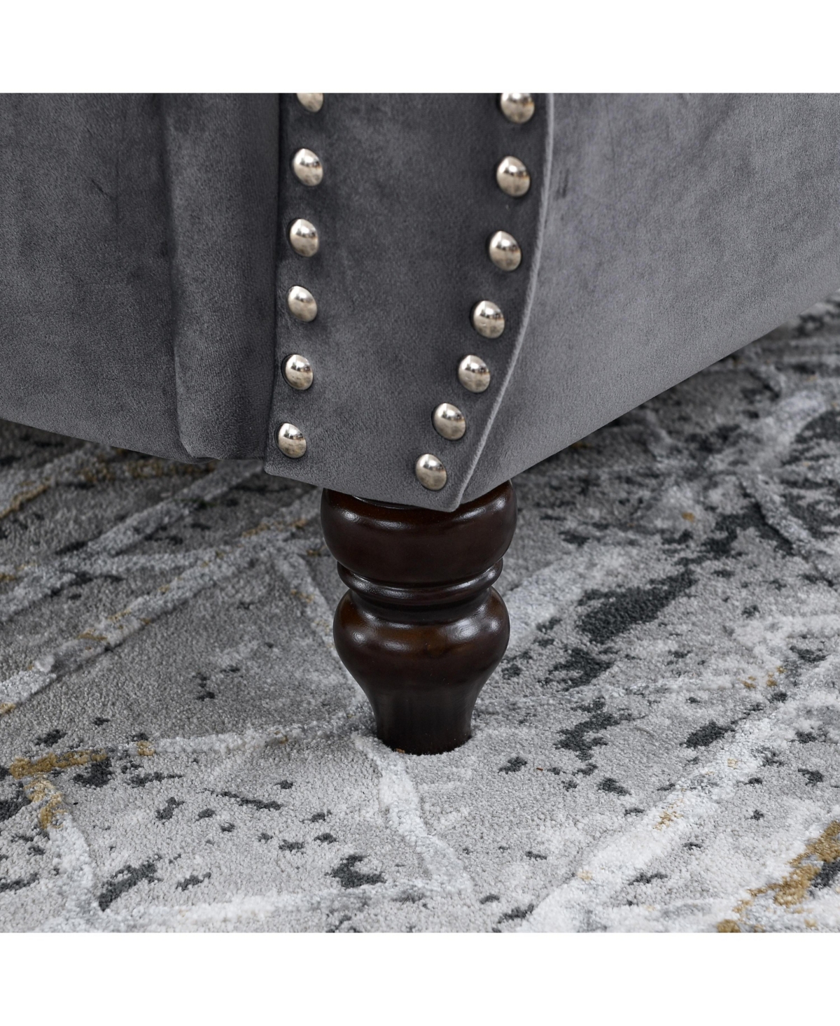 Streamdale Furniture Classic Chesterfield Sofa 2-Seater with Nailhead Trim and Velvet Fabric