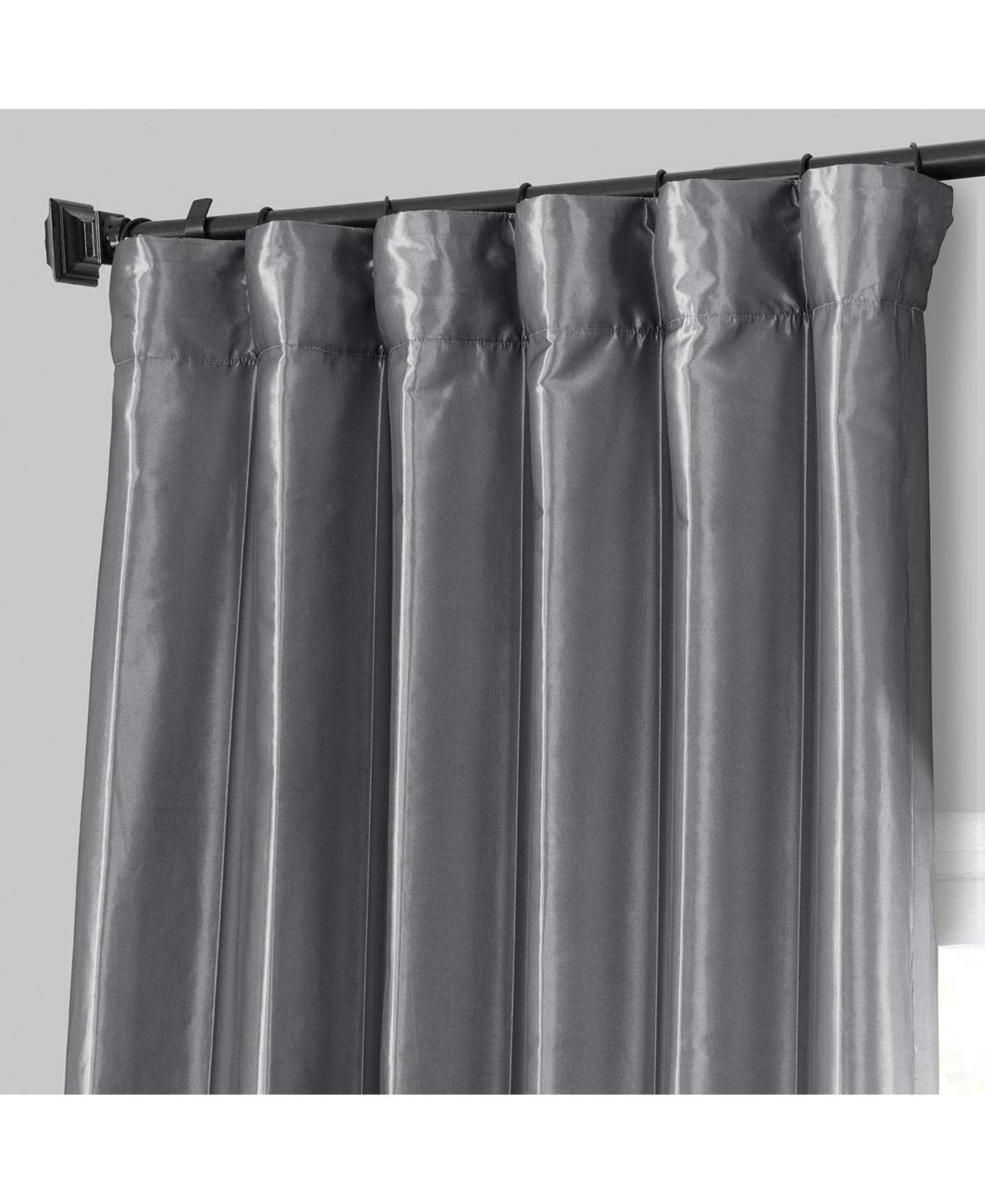 Half Price Drapes Platinum Solid Faux Silk Taffeta Room Darkening Curtain
