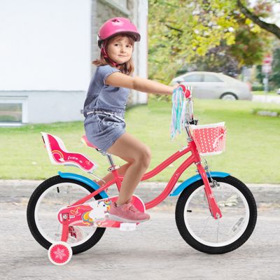 Girls Bike for 4-7 Years Old Kids Bike with Doll Seat and Training Wheels