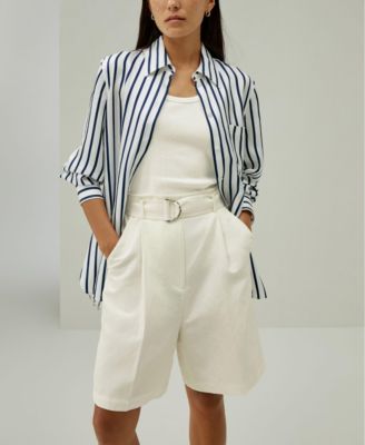 Women's Chic Silk-Linen Blend Bermuda Shorts