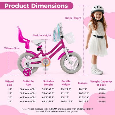 Slickblue Kids Bicycle with Training Wheels and Front and Rear Brake System