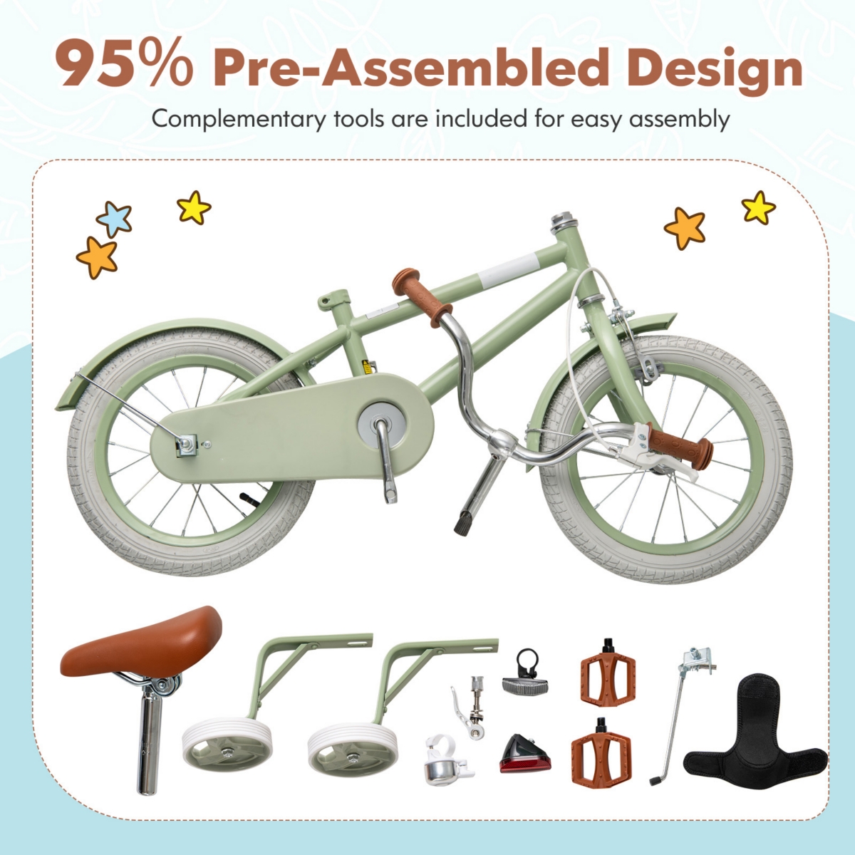 Kids Bike with Adjustable Handlebar Saddle for Growing Children