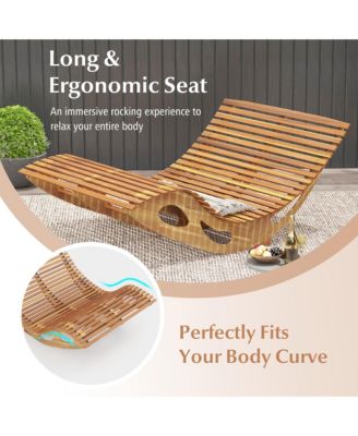 2PCS Outdoor Double Chaise Lounge for 2 w/ High Back Slatted Seat Stopper Patio