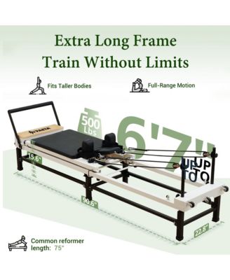 91" Adjustable Height Pilates Reformer – Piano Wire Springs, Jump Board, Foldable Design