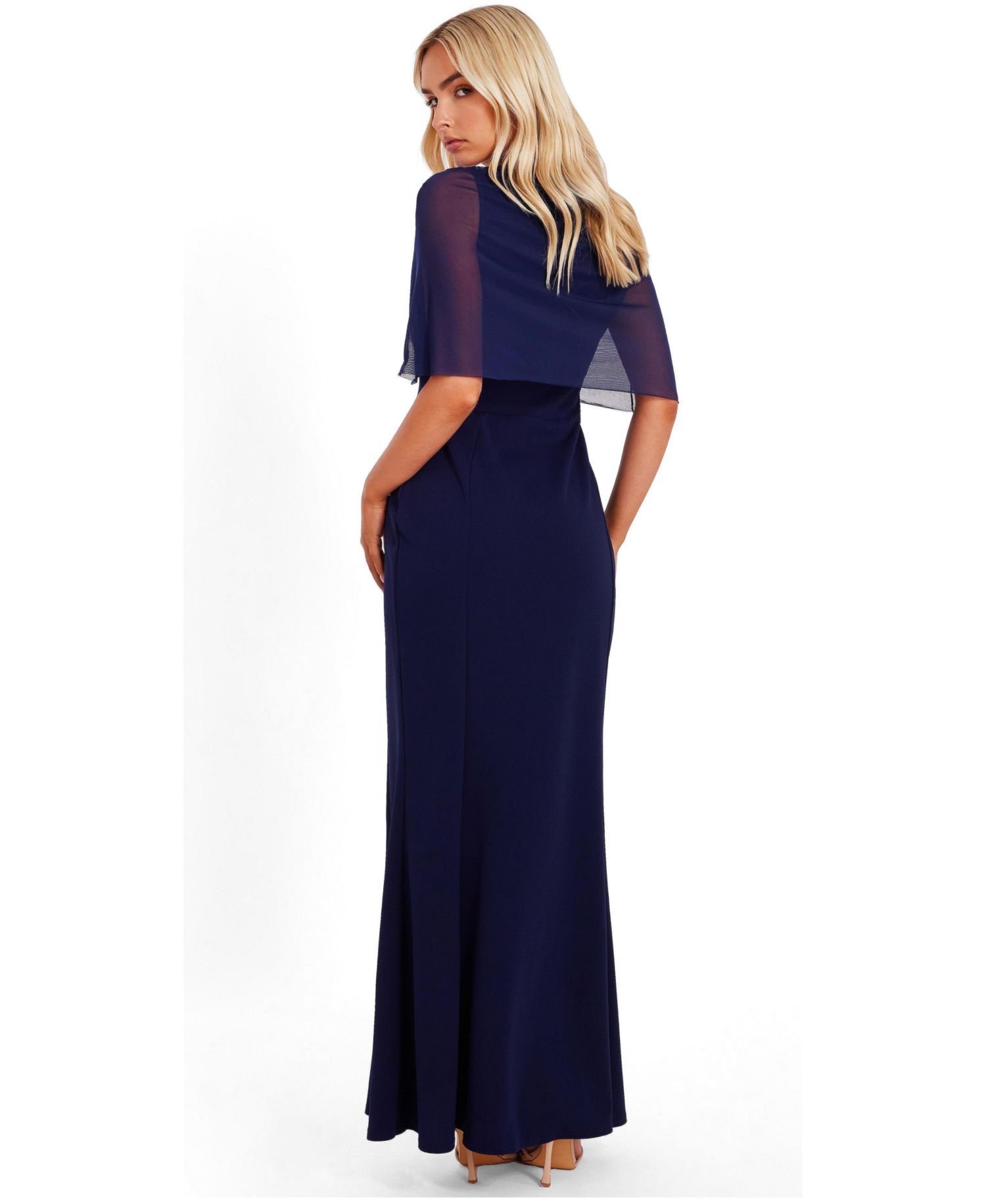 Women's Mesh Cape Maxi Dress