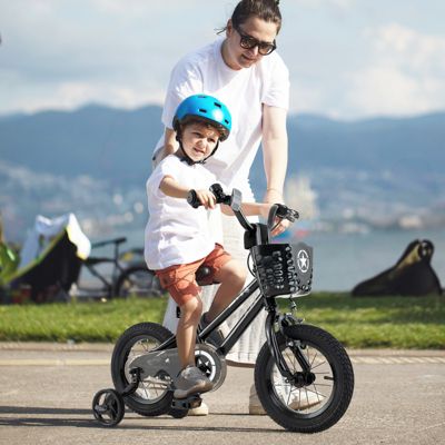 Kids Bike with Basket and Training Wheels for Children Aged 3-5 Years Old
