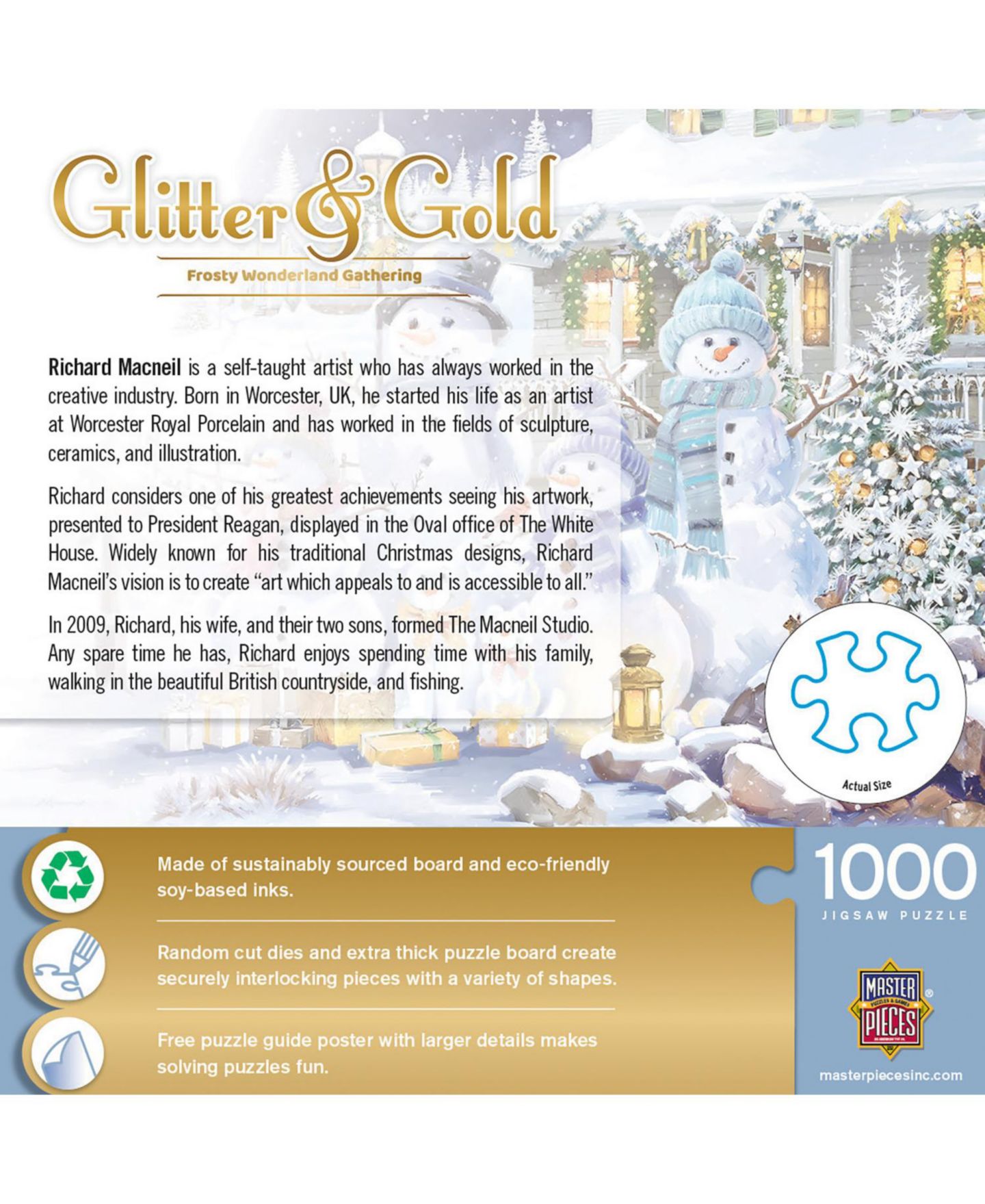 Детский пазл MasterPieces Puzzles Glitter & Gold - Frosty Wonderland Gathering 1000 Piece Puzzle — фото 3