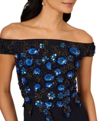 Women's Beaded Off-The-Shoulder Column Dress