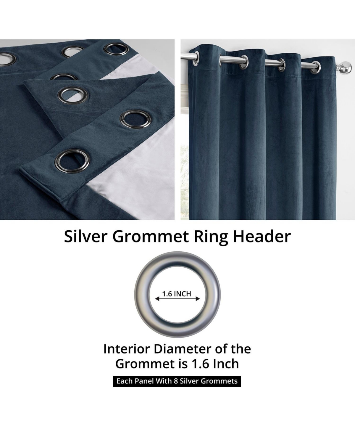 Half Price Drapes Midnight Blue Grommet Signature Velvet Blackout Curtain
