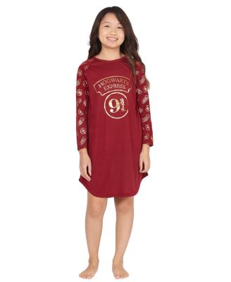 Big Girls Nightgown Platform 9 3/4 Hogwarts Express Raglan Long-Sleeve Pajama