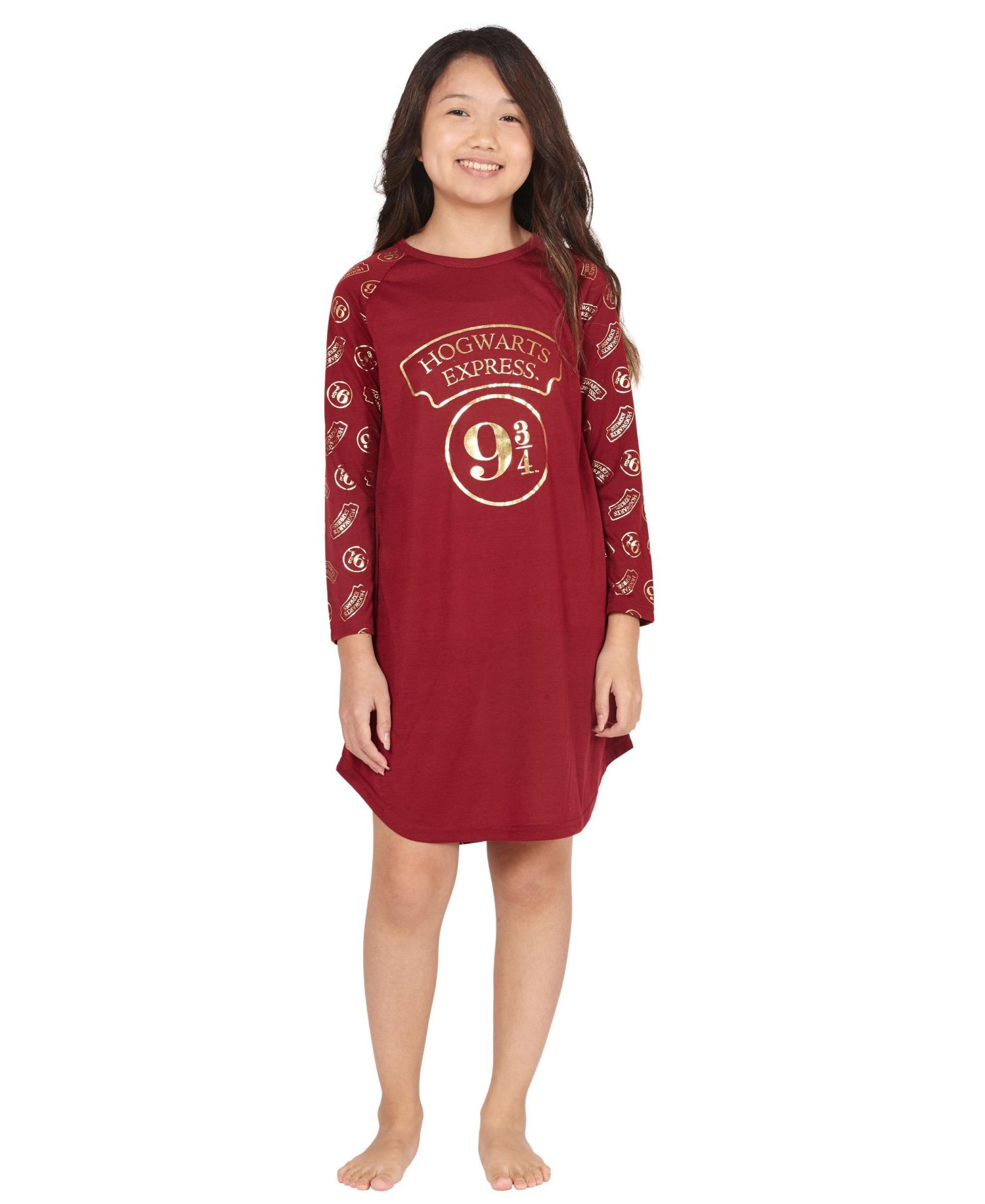Girls' Nightgown Platform 9 3/4 Hogwarts Express Kids Raglan Long-Sleeve Pajama