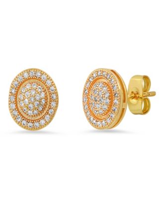 Women's Brass Simulated Diamonds Round Stud Earrings