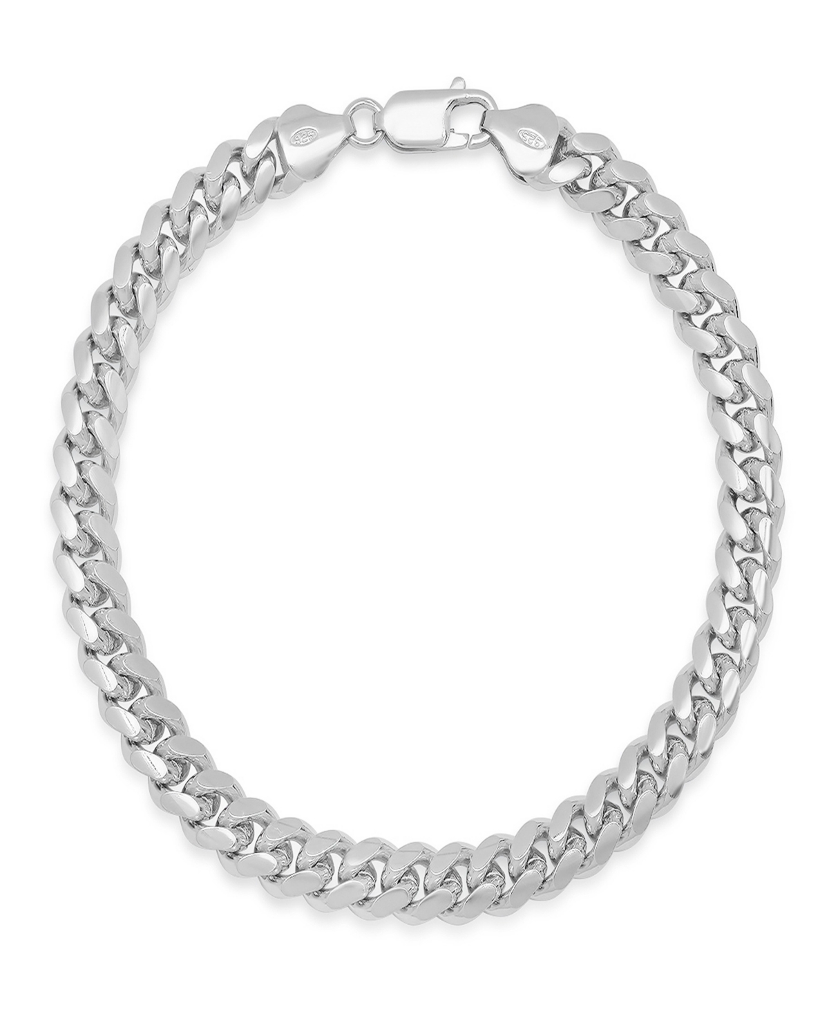 Unisex Sterling Silver Cuban Link Chain Bracelet - Silver