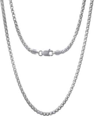 Unisex Sterling Silver Box Link Chain Necklace