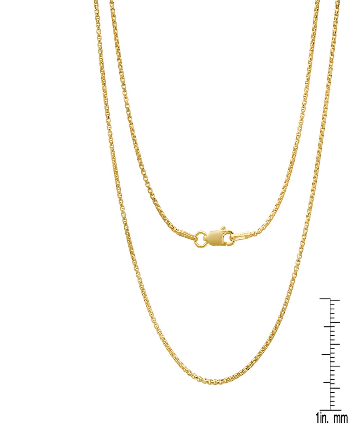 Steeltime Unisex 14k Gold Plated Box Chain Necklace