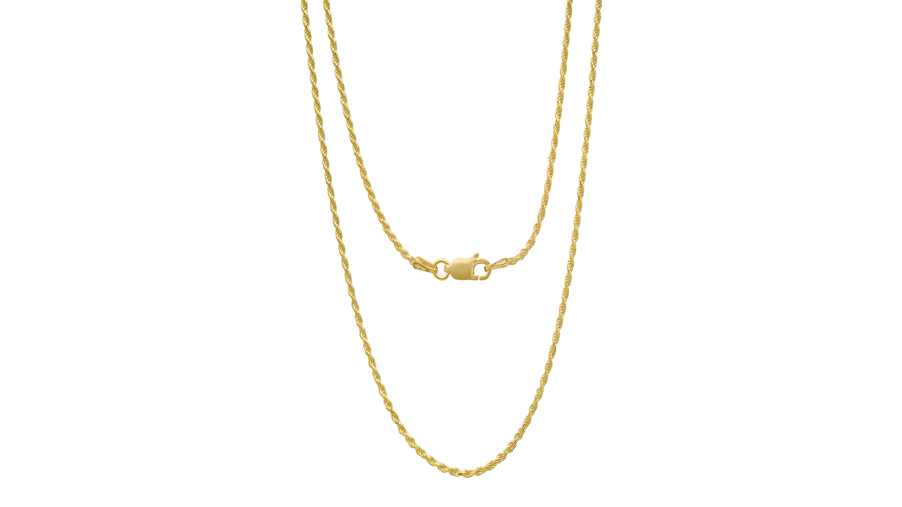 Steeltime Unisex 14K Gold Plated Rope Chain Necklace