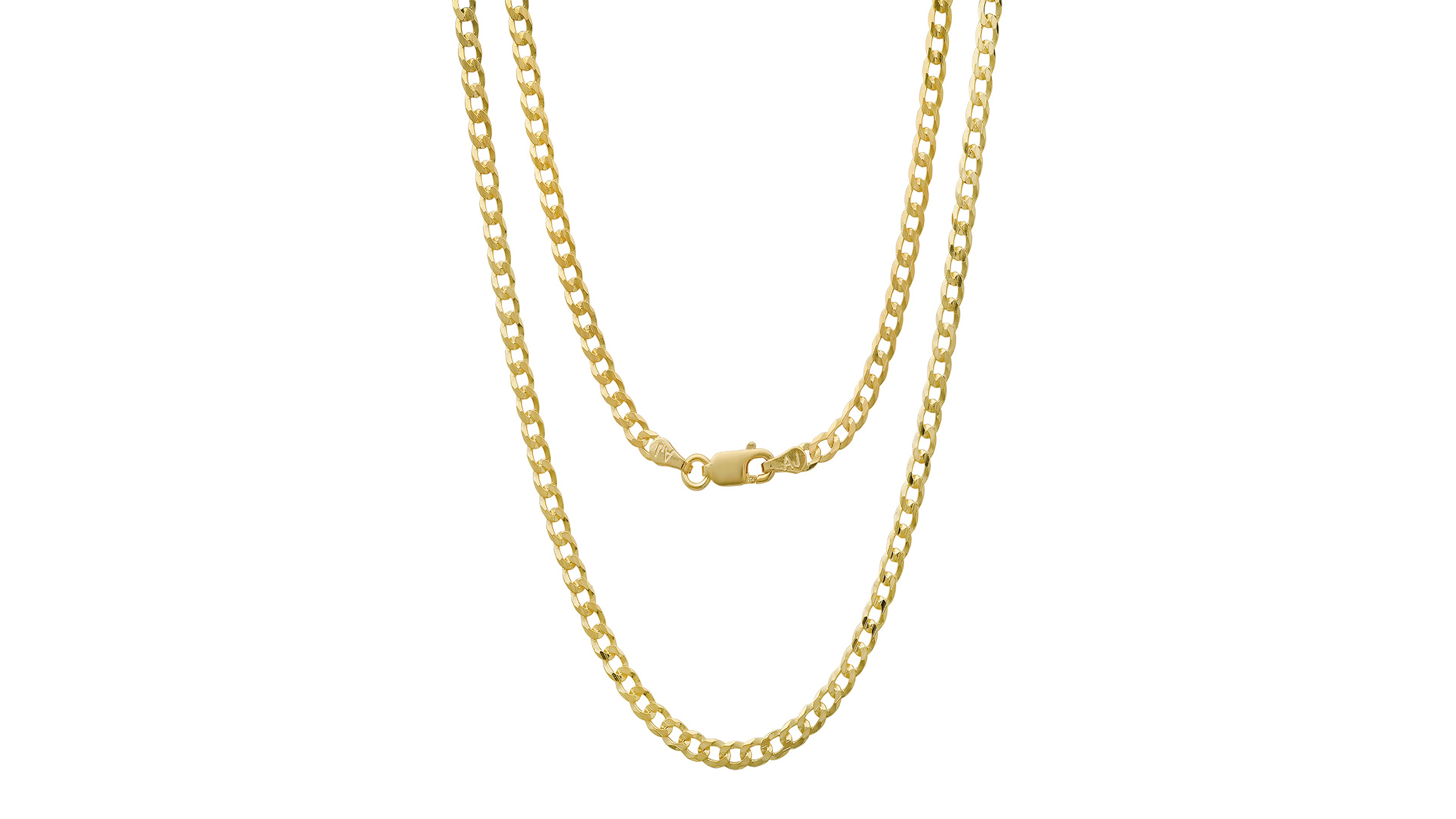 Steeltime Unisex 14K Gold Plated Cuban Superflat Necklace