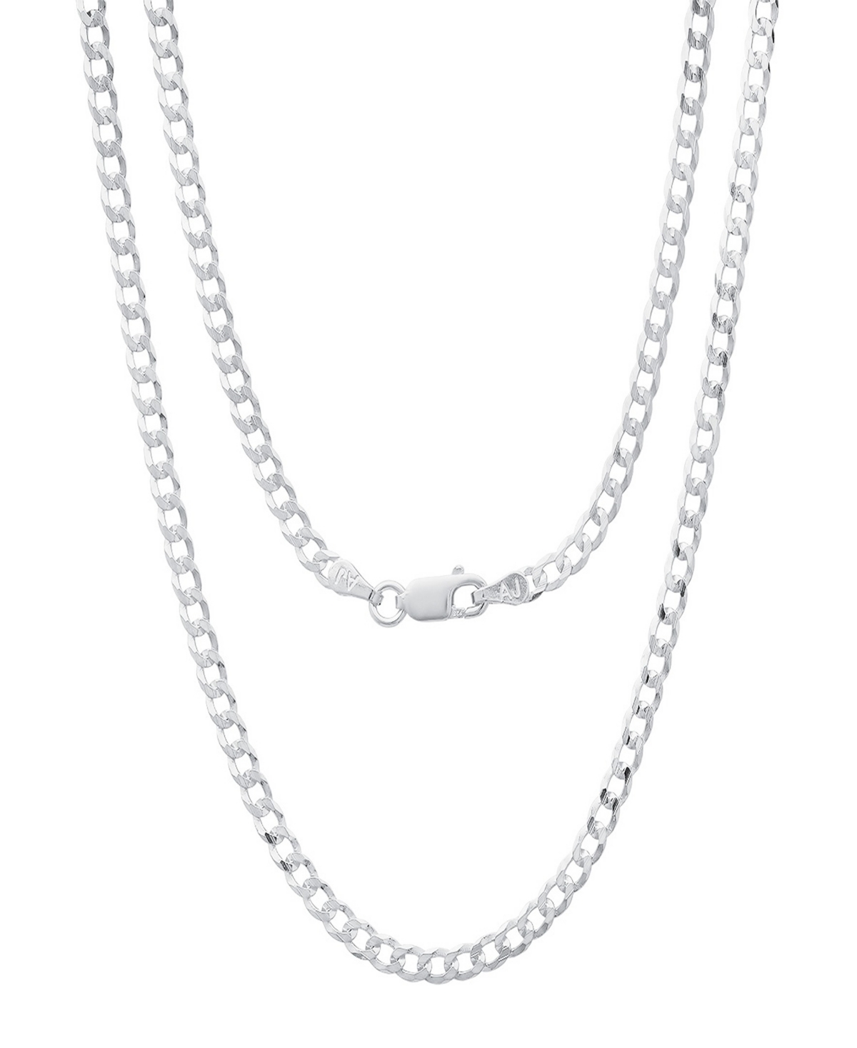 Steeltime Unisex Sterling Silver Cuban Superflat Necklace