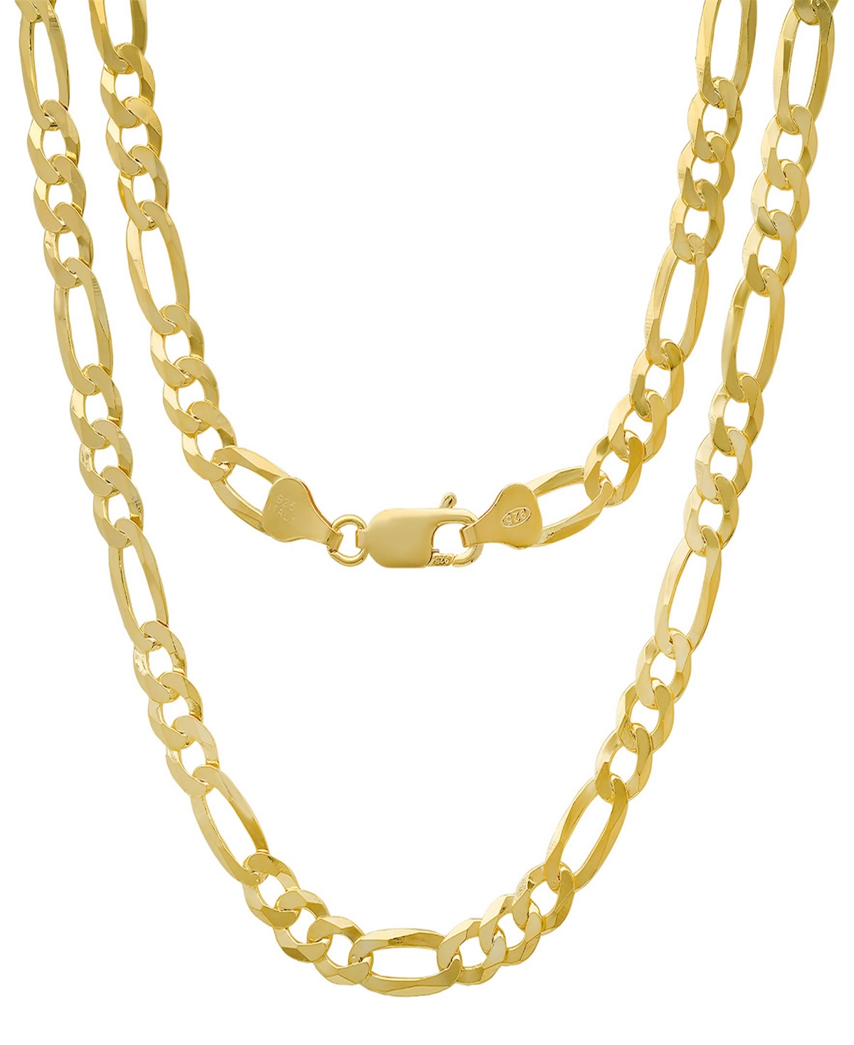 Unisex 14K Gold Plated Figaro Superflat Necklace - Gold