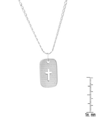 Men's Sterling Silver Cross Dog Tag Pendant Necklace