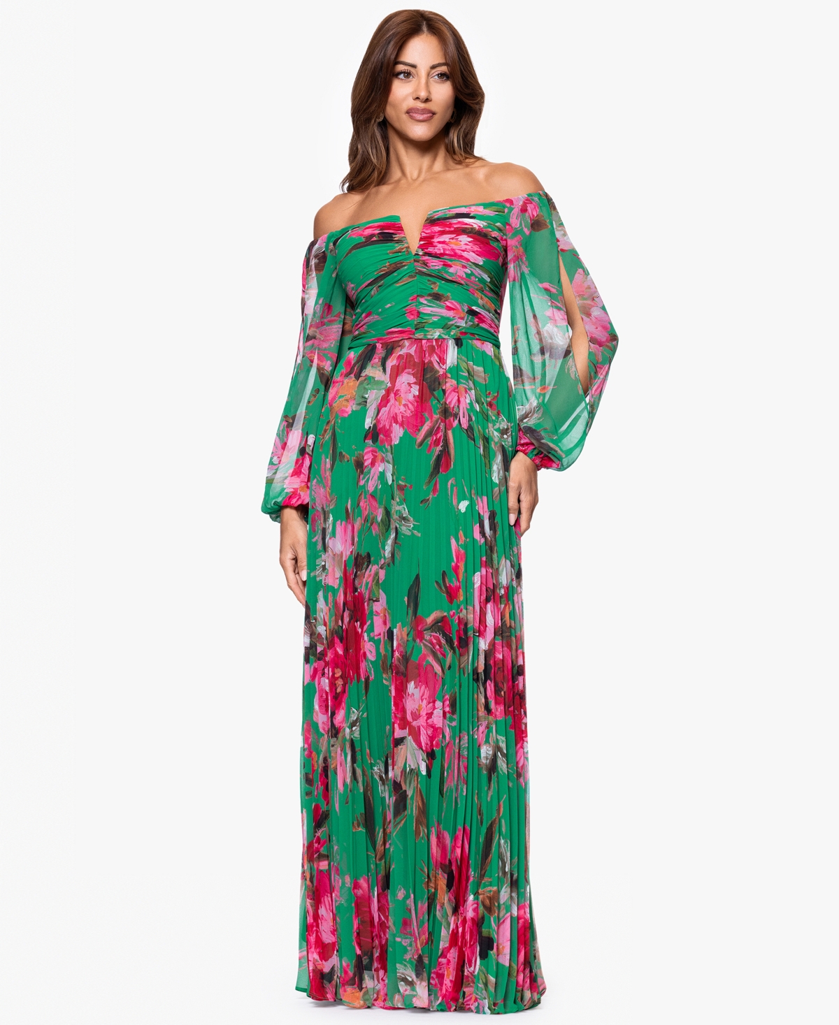 Xscape Women's Printed Long A-line Dress