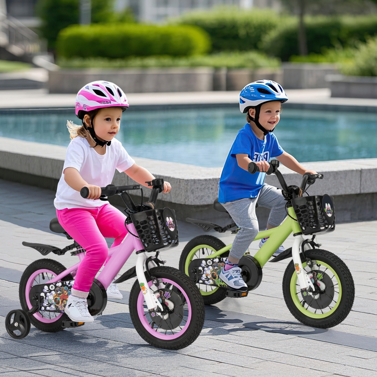Kids Adjustable Bike with Detachable Training Wheels Safe and Fun Bicycle for Ages 4-8 Years Old