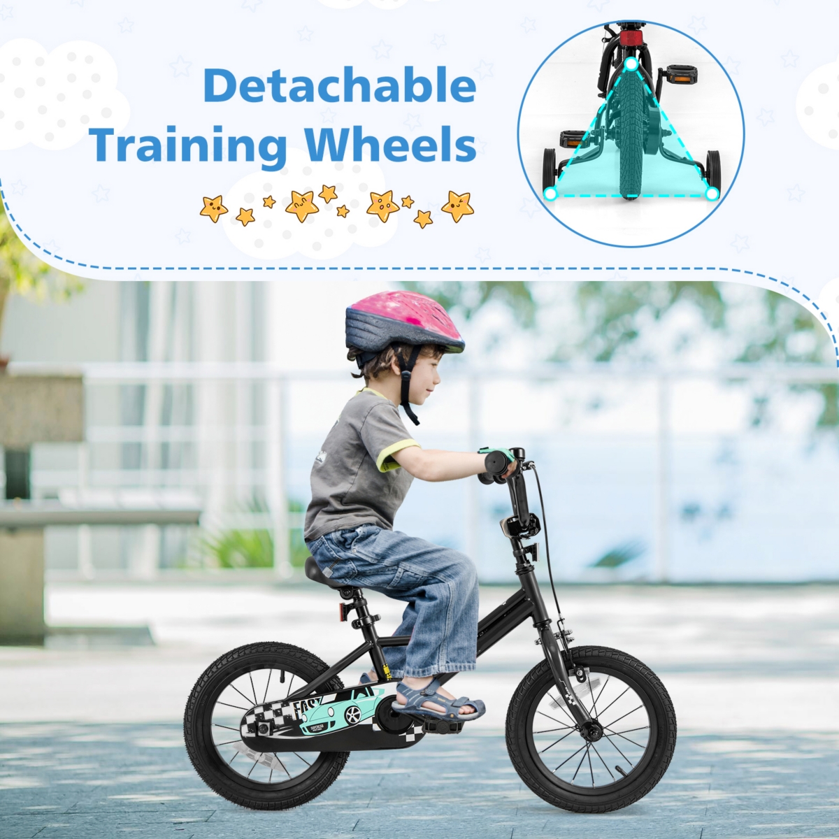 Kids Bike with Adjustable Seat and Low-Step Frame for Easy Mounting