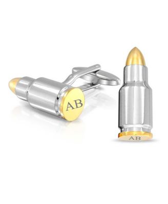 Two Tone Bullet Cufflinks Gold Plated Tip Silver Tone Stainless Steel
