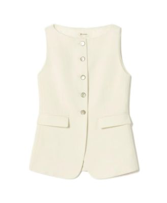 Women's Sleeveless Button Up Silk Vest