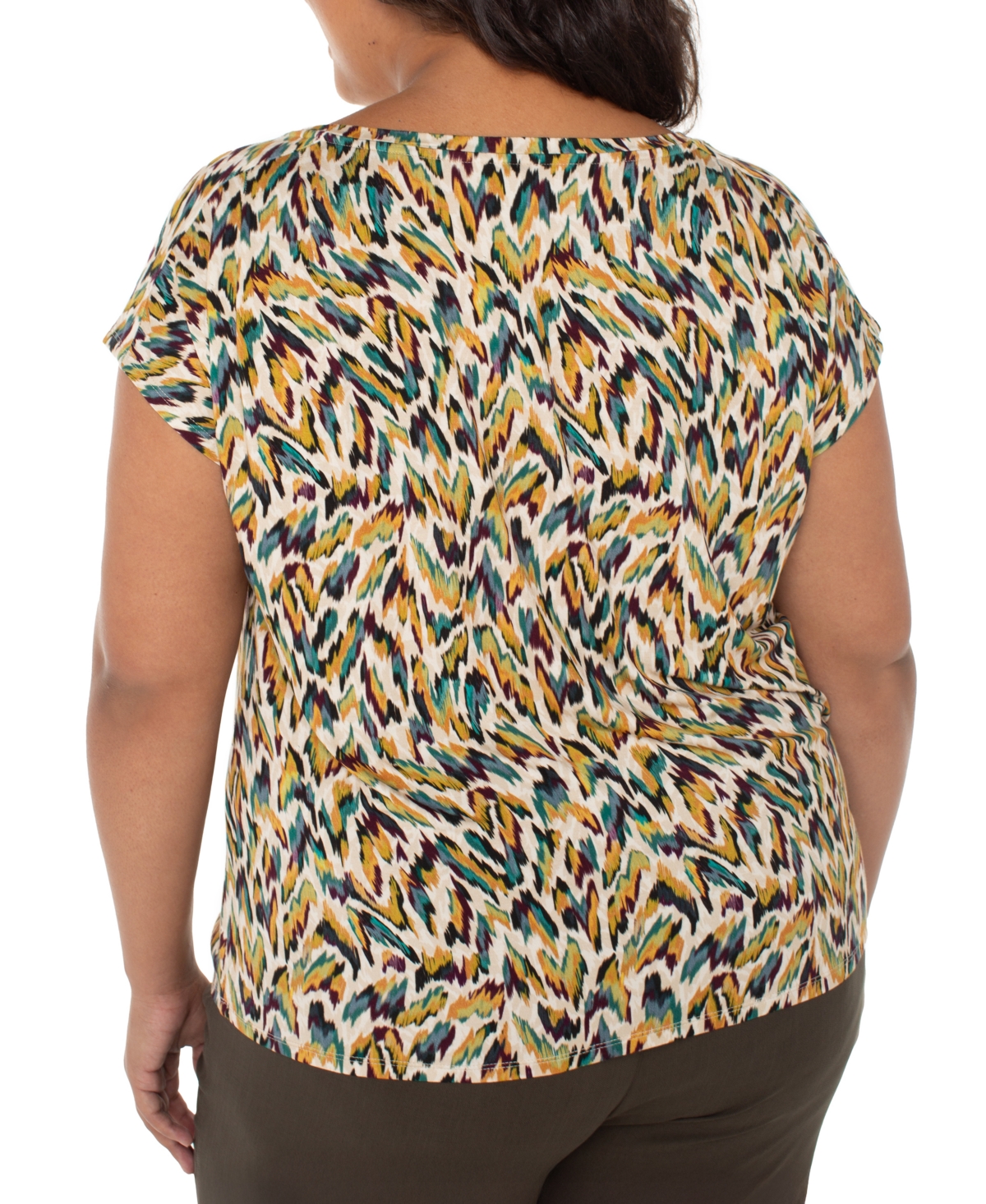 Liverpool Los Angeles Abstract Animal Print Jersey Knit Top In Multi