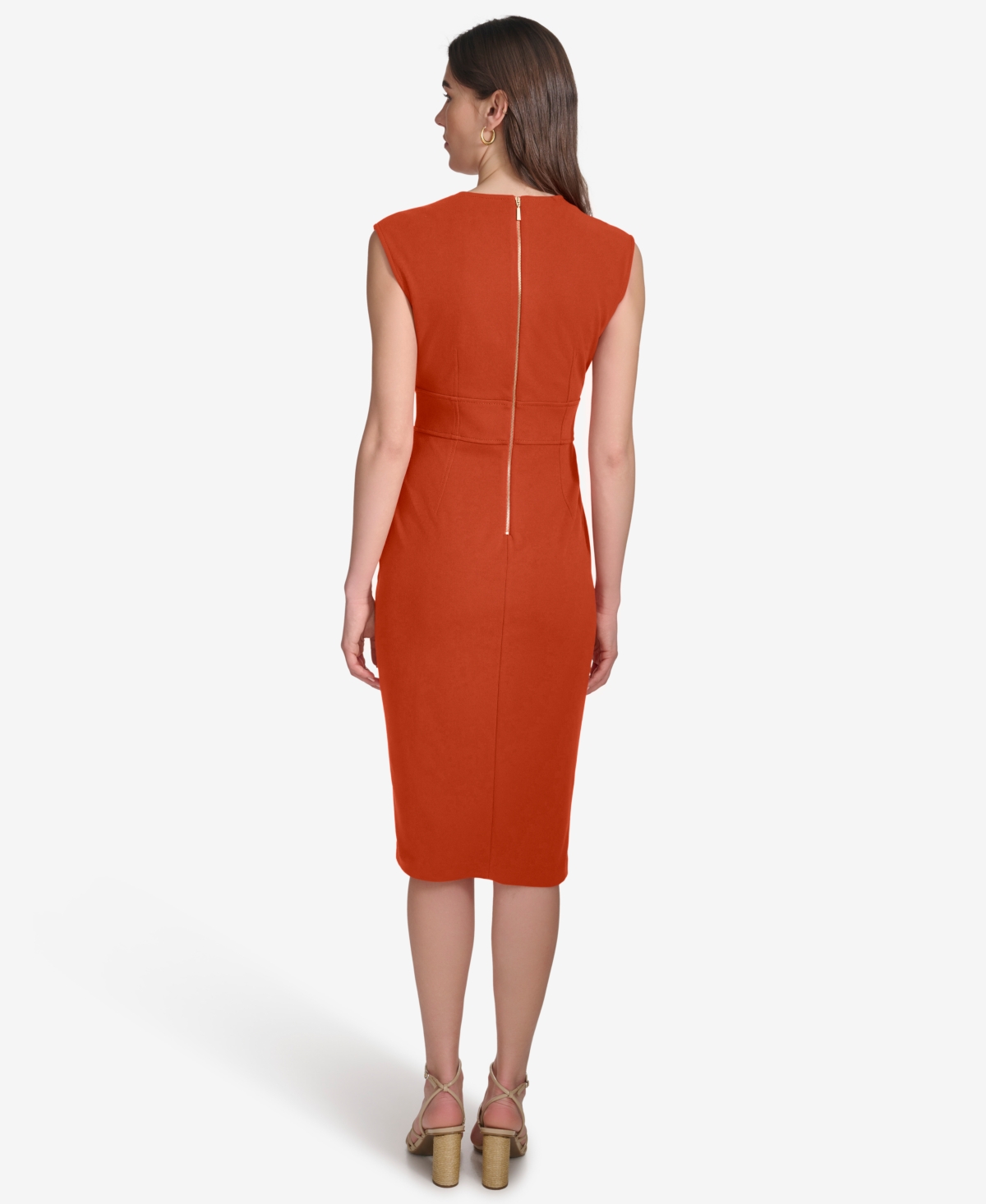 Calvin Klein Women's Square-neck Sheath Dress In Blue