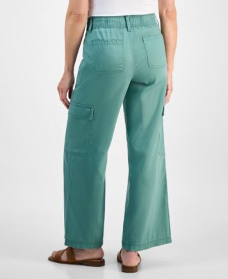 Petite Mid-Rise Wide-Leg Cargo Pants, Exclusively at Macy's 