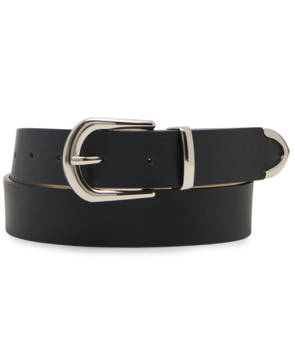 Steve Madden 1.18" Faux-leather Belts, Set Of 2 In Black
