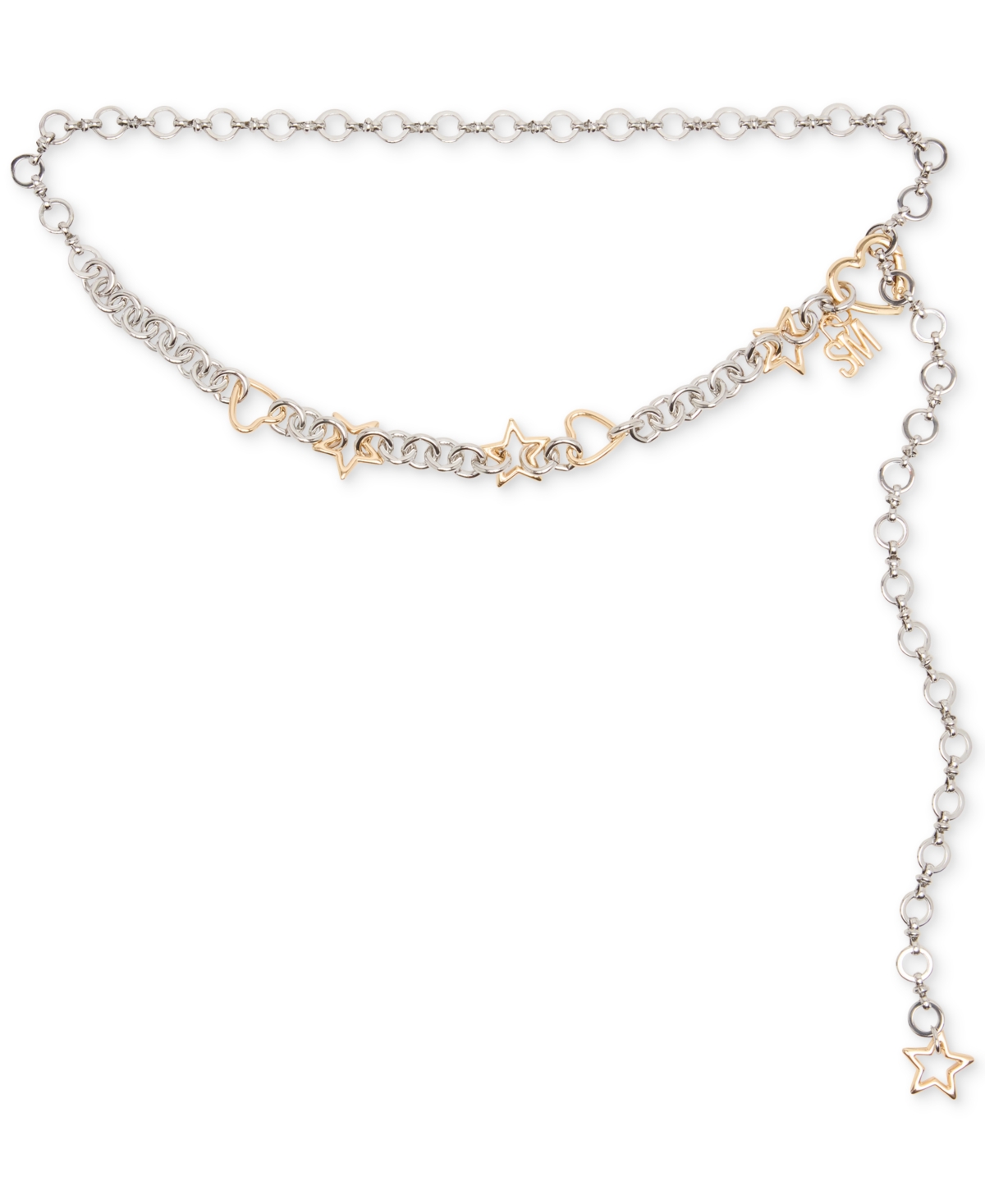 Steve Madden Heart & Star Ring Chain Belt In Gold